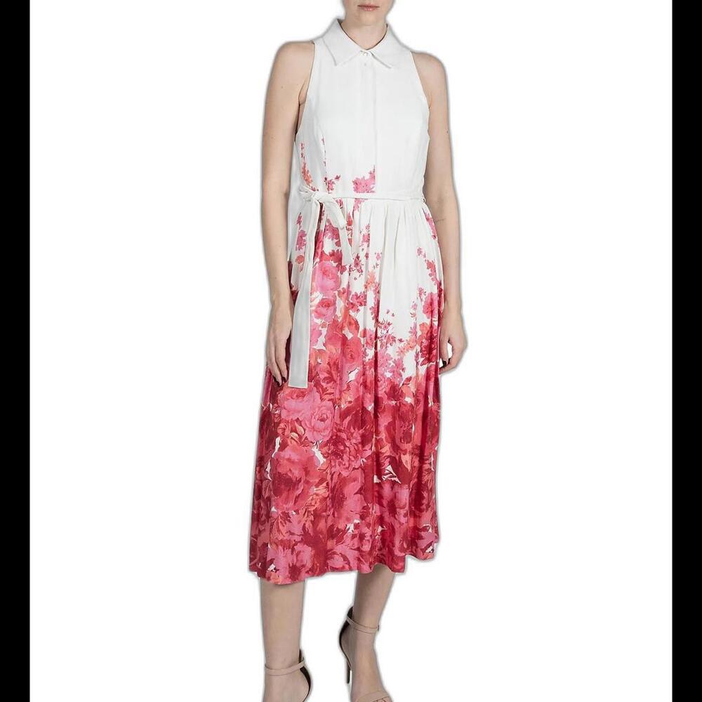 Julia Jordan Women's Floral-Print Midi Shirtdress Red Multi size 6 NWT